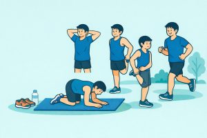 自重トレーニングのためにウォーミングアップしているイラスト｜南森町パーソナルジムSperanza